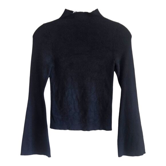 ANTHROPOLOGIE Maeve Women's Petite XXSP Arlowe Sweater Black Bell Sleeve Fitted - Picture 6 of 7